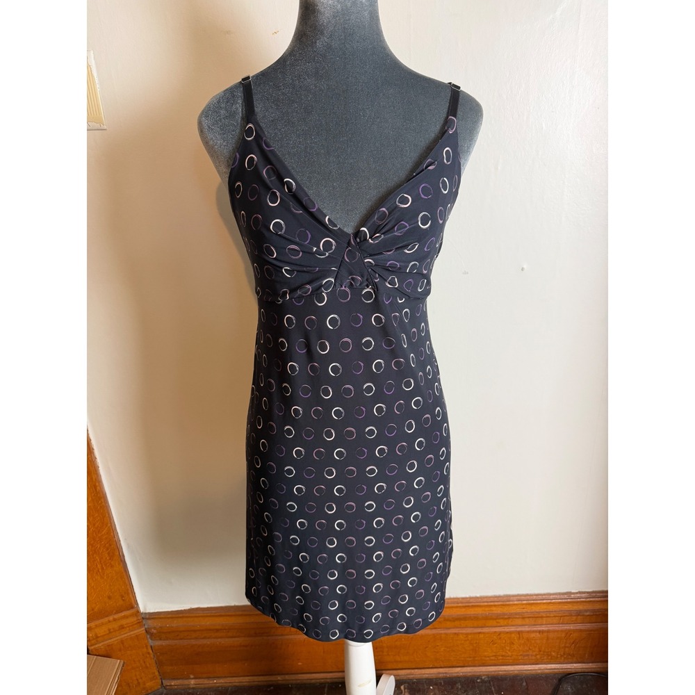Ambrielle Black Purple Circle Y2K slip mini dress. 90's baby doll bella swan M